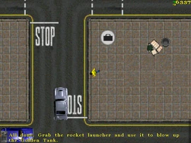 Placing a scrambler next to it. Albert tells the protagonist to pick up the Rocket Launcher and use it to destroy the Royal Pain Golden Tank.