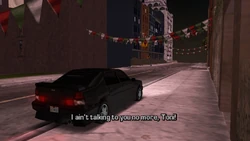 Toni's mother is in a Leone Sentinel parked outside the restaurant.