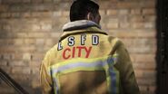 The back of an LSFD Fire Coat.