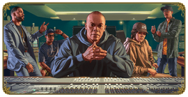 Studio artwork featuring Dr. Dre in the center.