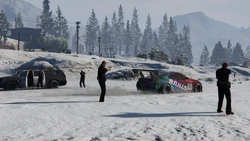 Escaping from the beach with the target vehicle.