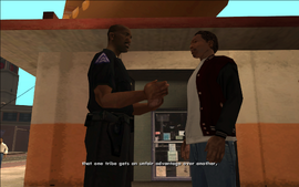 Tenpenny says that he can't let one gang get the advantage over another, because that would lead to chaos.