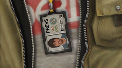 His Press ID.