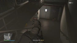 Go down the stairs
