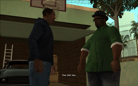 CJ changes the subject and asks Smoke why Tenpenny and Pulaski were at his house.