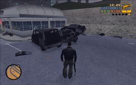 DeadSkunkInTheTrunk-GTAIII-SS7.jpg (147 KB) Claude, shortly after dealing with the two Forelli mobster cars.