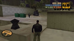 One gang member got stuck at a dumpster and did not get blown up. Claude has to shoot him to pass the mission.