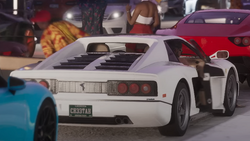 The Cheetah Classic in Grand Theft Auto VI, showcasing Grotti's new "leaping hare" badge.
