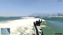 The last boat about to be destroyed after fleeing the scene.