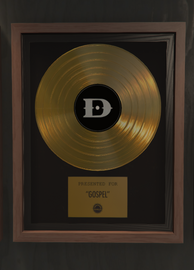 Gold record of "Gospel (feat. Eminem)", the song playing in the penthouse during the mission, in the player's Agency office.