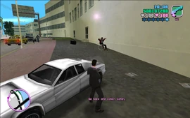 Tommy taking down the pimp; Tommy then has to go back and pick up Candy.