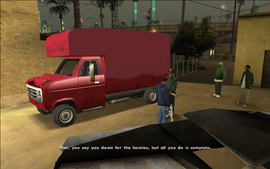 Ryder says that CJ claims to be down with Grove Street Families, yet all he contributes to the gang is complaining.