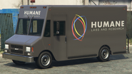 The Humane Labs Boxville in Grand Theft Auto V. (Rear quarter view)