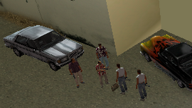 《侠盗猎车手：罪恶都市》任务“守护天使”中迪亚兹帮派正在和古巴帮进行交易