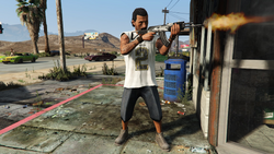 Ortega attacking Trevor's meth lab during the mission "Trevor Philips Industries" (if spared).