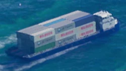 An  loaded with containers