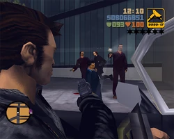 Drive-by shooting (GTA3).jpg (97 KB) Claude killing a group of Yakuza in GTA III.