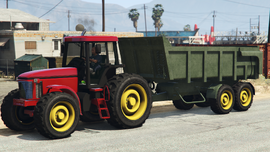 A Graintrailer being towed. (Rear quarter view)