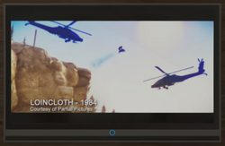 Screengrab of Loincloth as seen in the Jack Howitzer TV show. Side view of the 3D Universe Hunters, depicted with an Apache-like design.