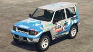 A MonstroCiti with a The Fellowship of The Rally livery in Grand Theft Auto Online. (Rear quarter view)