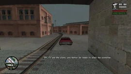 CJ says he will use the crane and tells him to check the containers.