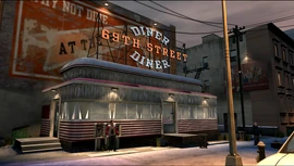 View of the diner at night.