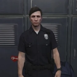 The GTA Online Protagonist in a cop outfit.