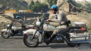 Police Bikes in the enhanced version of GTA V. The red light is more visible than the original.