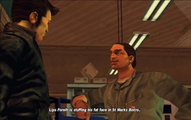 Joey proceeds to inform Claude that Mike Forelli, one of the brothers, is currently dining at Marco's Bistro in Saint Mark's.