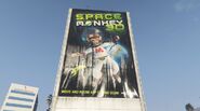 The billboard advertising Space Monkey 3D in West Vinewood in GTA V.