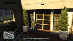 Hack the key pad. to access the executive's office
