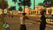 Carl Johnson killing the Kilo Tray Ballas guards outside B Dup's new home in Glen Park