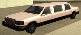 A white-black Stretch in GTA San Andreas. (Rear quarter view)