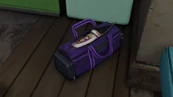 The duffel bag with the outfits