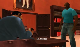 Victor Vance trying to talk to Diego Mendez while he's reading a book and reluctant to speak (possible because of the language barrier).