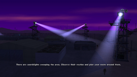 CJ must evade several searchlights sweeping the area.