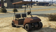 A Civilian Caddy in Sandy Shores, GTA V (Rear quarter view).