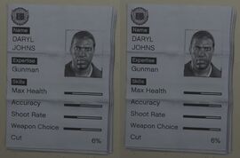 Daryl's heist sheet in GTA V (L-R: Base Stats and after The Bureau Raid).