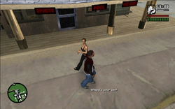 As Carl and Cesar's cousin step outside, she immediately asks Carl where his car is. Carl, in turn, asks where her car is.