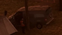 The rear of a Vapid cargo van in the postcard video for  on the 