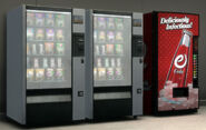 Two non-interactive snacks vending machines and an interactive eCola vending machine.