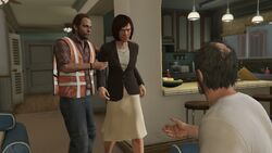 Floyd trying to calm Debra down in Hang Ten.