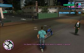 Tommy will have to kill Carl Pearson, a pizza delivery man doing his rounds around Vice City Beach.