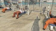 Inmates working out at the prison.