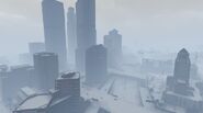 Downtown Los Santos during snowfall.