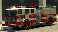 An FDLC Fire Truck in Grand Theft Auto IV. (Rear quarter view)