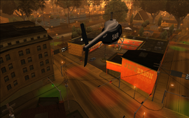 Suddenly, a LSPD Ghetto Bird flies over to the motel.