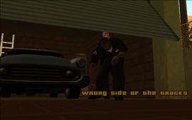 CJ comes to visit Smoke at his house in Idlewood and notices Tenpenny and Pulaski leaving his garage.