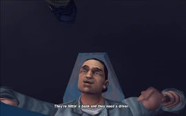 Joey tells Claude that friends of his are going to rob a bank and they're gonna need a getaway driver. Joey tells Claude that he can pick them up from a hideout in Saint Mark's.