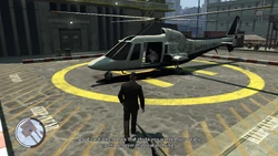 Luis arrives at the helipad.